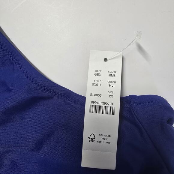 J Crew Heritage Scoop Neck Bikini‎ Top Size 2X Blue BX611 - Picture 4 of 7